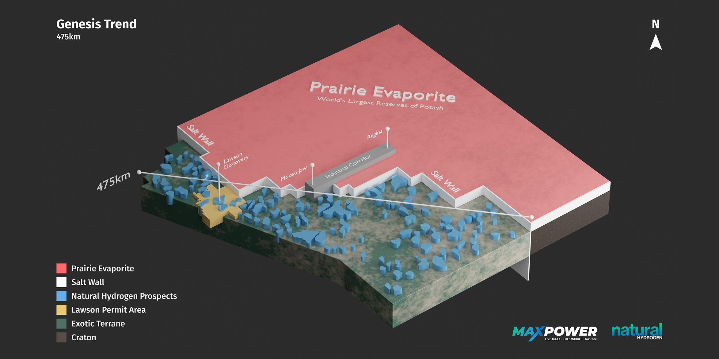 MAX Power three-dimensional map of the 475-kilometre Genesis Trend in Saskatchewan